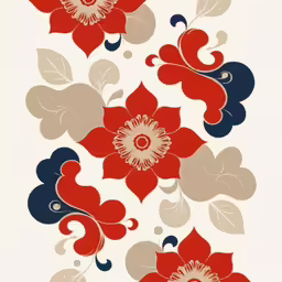 red white and blue flowers on a white background