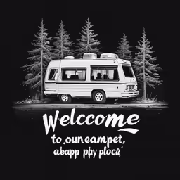 a vintage camper parked in front of some trees