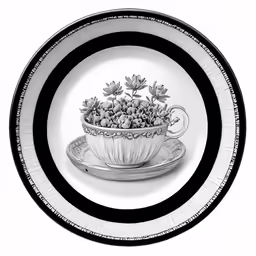 a drawing of a teacup on a saucer