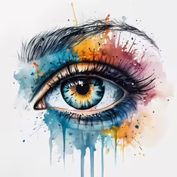 an artistic eye painted with watercolor paint
