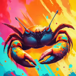the colorful, artistic crab is depicted in this image