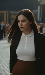 a close up of a person wearing a black jacket