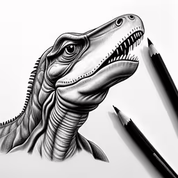 an intricate drawing of a dinosaur