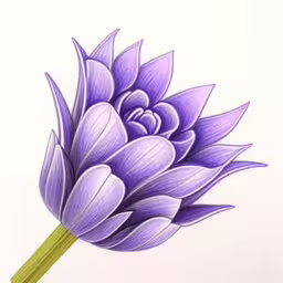 a drawing of a purple flower,the image depicts a flower with purple petals