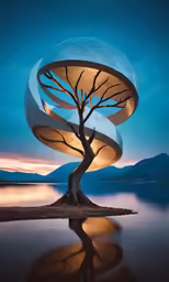 a very nice tree sitting in front of the water