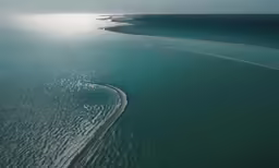 an aerial view of a body of water, taken from above