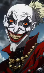 a cartoon of a man with evil teeth