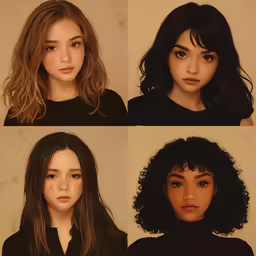 four different facial types of women are shown