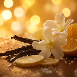 a wooden table topped with slices of lemon and oranges