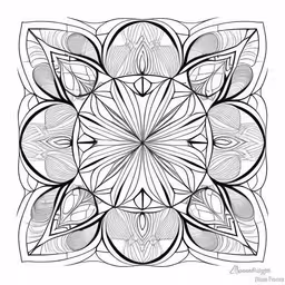 an intricate coloring book page featuring abstract art,black and white abstract coloring book page design