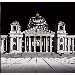 architectural drawing of a building with columns and domes