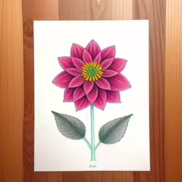 a painting of a flower with three petals,a painting of a pink flower on white paper
