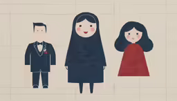 a couple of women and man are facing each other