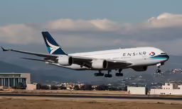 a passenger plane taking off into the air