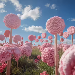 many pink flowers and plants next to each other