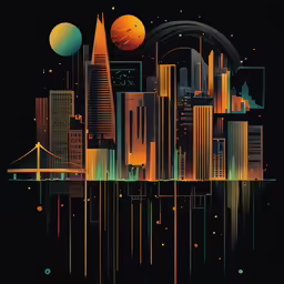 a picture of a city by the water