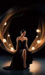 woman in black dress sitting and looking away
