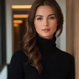 a close up of a woman wearing a black sweater and long braid