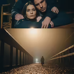 two photos that are side by side showing a person and the one behind them in front of a person