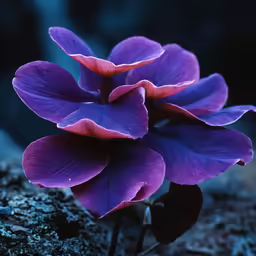 a group of purple flowers with red petals