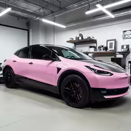 the new tesla e - pace electric vehicle has been painted pink