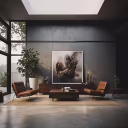 an art display in a modern looking room