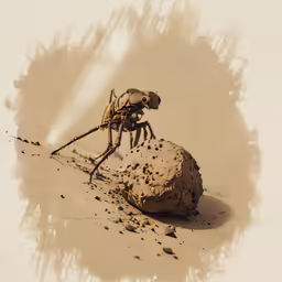 a large insect on a rock in the desert