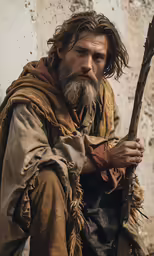 a man is dressed like an old - fashioned farmer in the village