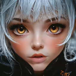 a woman with blonde hair is shown with brown eyes