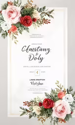 wedding card with beautiful flowers on the front