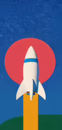 a colorful picture of a giant white rocket