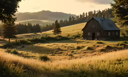 the old barn sits on the side of a hill