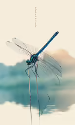 dragon flys from its wings over water on an overcast day