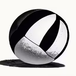 a black and white ball on the ground