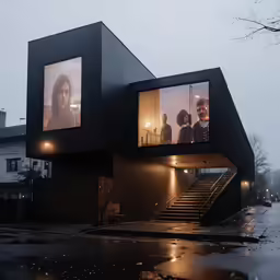 this is an architecture photo showing a house in the rain