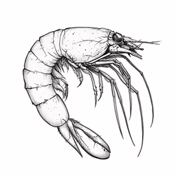 a large shrimp on a white background