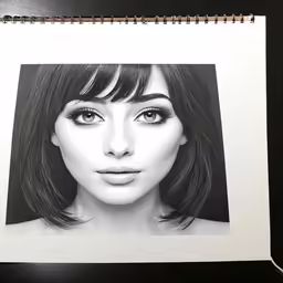 the lady with long hair is drawn with pencils