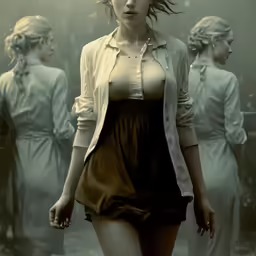 an image of two women walking down the street