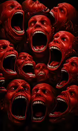 a group of red head faces and mouths