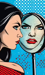 a woman looking at her face in the mirror