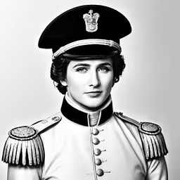an old photo of a woman wearing a uniform