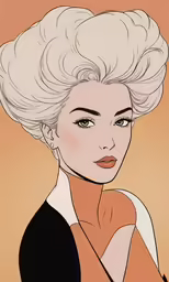 a woman with a black dress and blonde hair