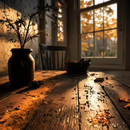 an antique table with leaves on it is shown