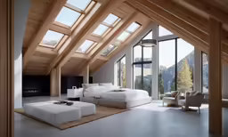 a white bed sitting in the middle of a bedroom