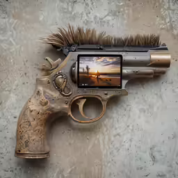 a metal gun with a picture of an african american man on the trigger