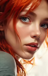 a redhead woman with an unusual make up and piercings