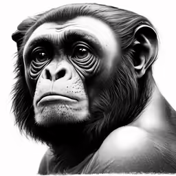 a black and white photograph of a monkey