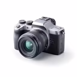a camera on a white background with its lens