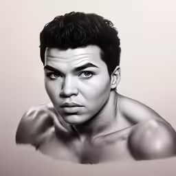 a man with his shirt down and short hair