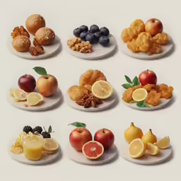 an image of a selection of food on plates